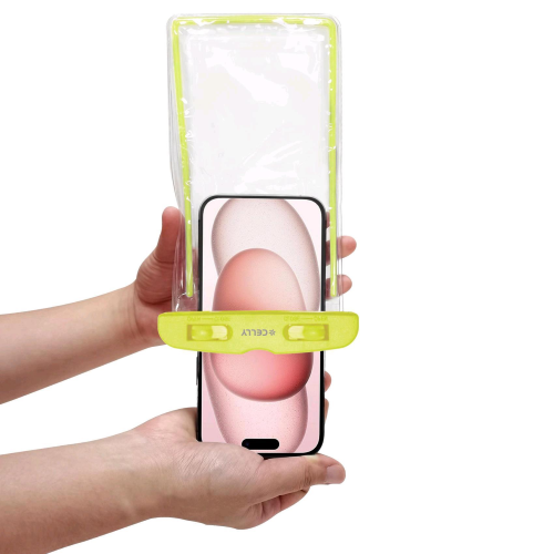 CELLY SPLASHBAG 24 CUSTODIA WATERPROOF IPX8 PER SMARTPHONE FINO A 6.7" PROETEGGE IL TELEFONO DA ACQUA SABBIA E GRAFFI TRASPARENTE ORANGE